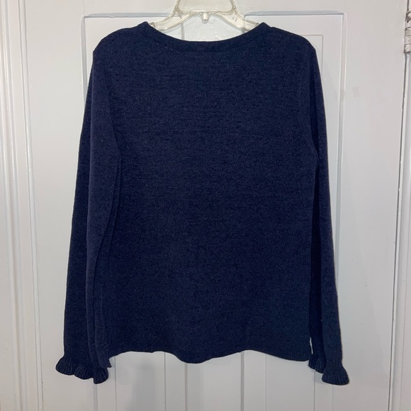 Lily Pulitzer Navy Blue Sweater With Long Ruffle Hem Sleeves - Picture 12 of 16